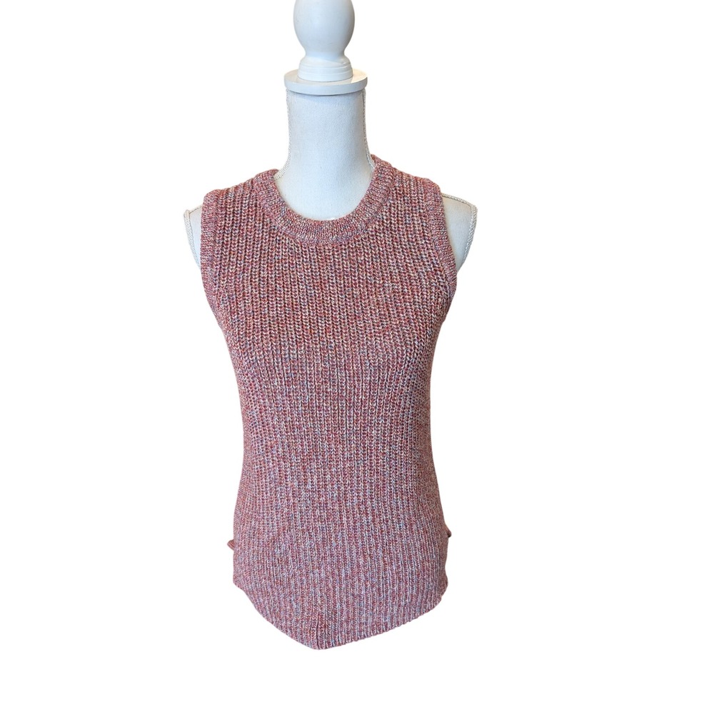 Ella Moss Knit Sleeveless Sweater Space Dye Tank Top Pink Orange Blue Small